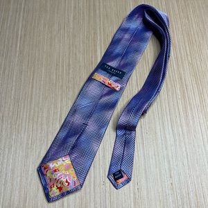 Ted baker mens silk purple/blue tie inside floral colorful